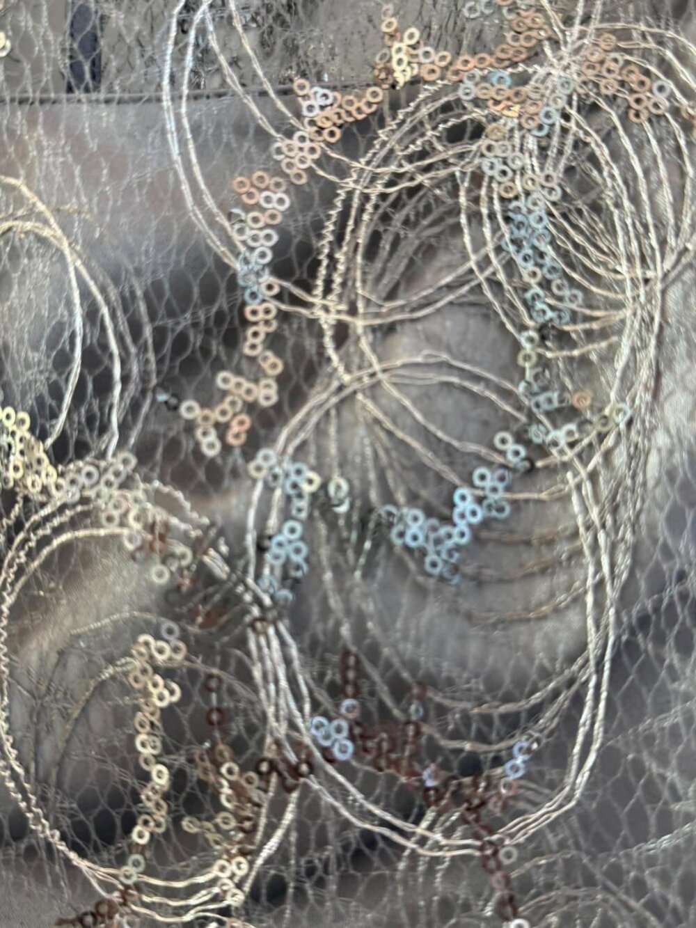 Kay Unger Silver Gray Sequin Lace Cocktail Dress Size 12 Embellished Formal - Picture 9 of 9